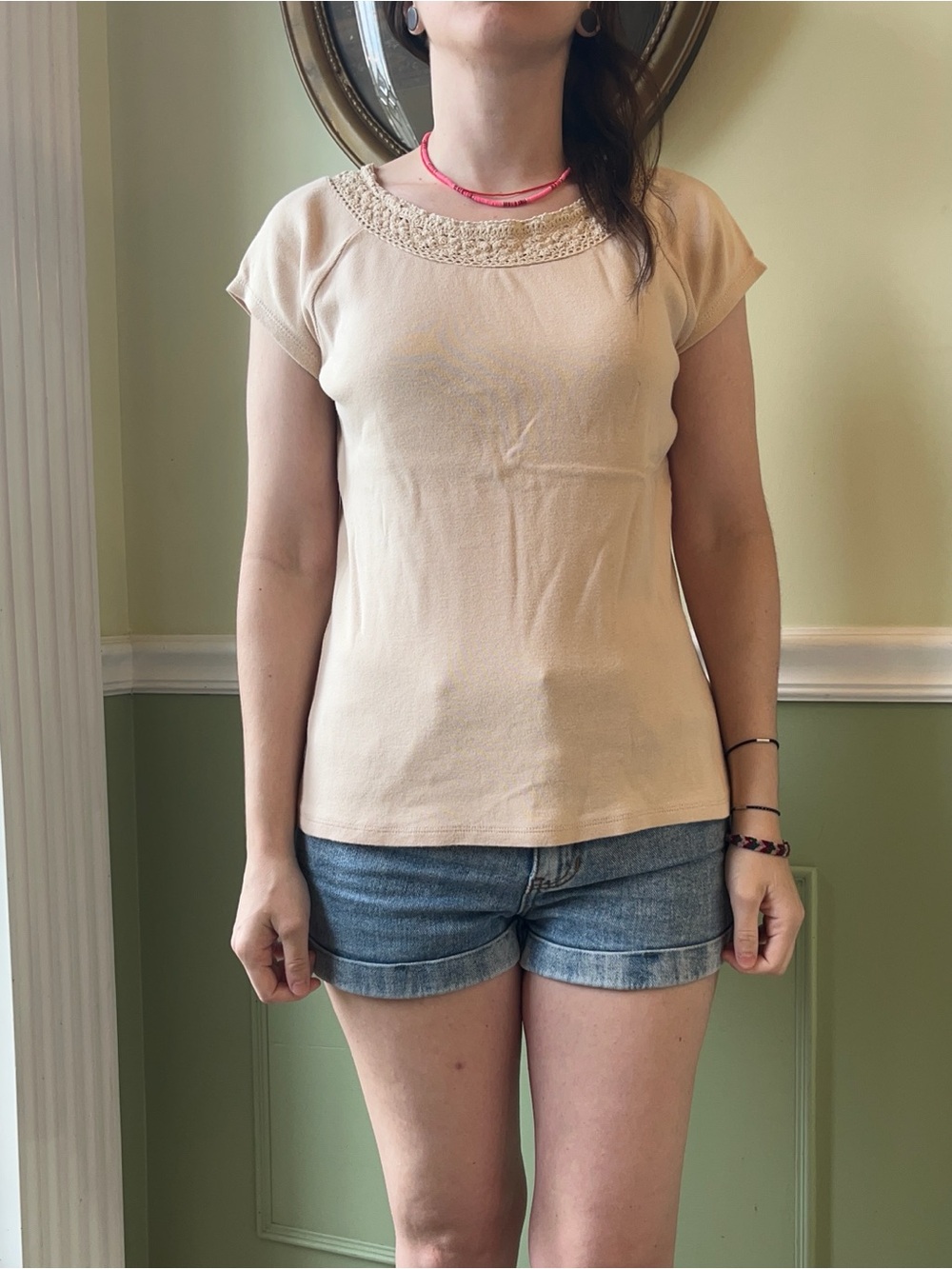 Dress Barn Y2K beige crochet top